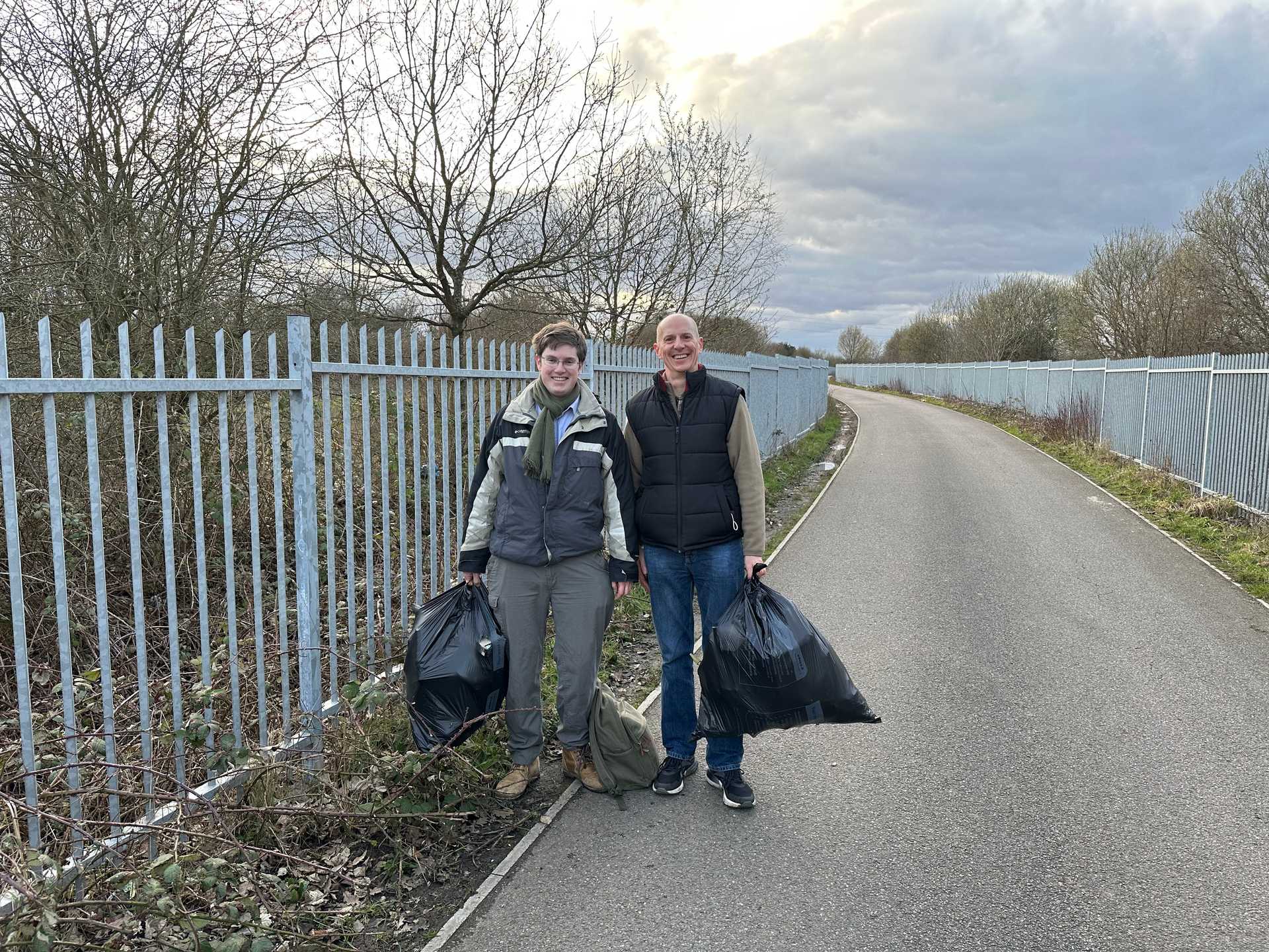 Andrew and me. Litter Picking at Barnfield Park.